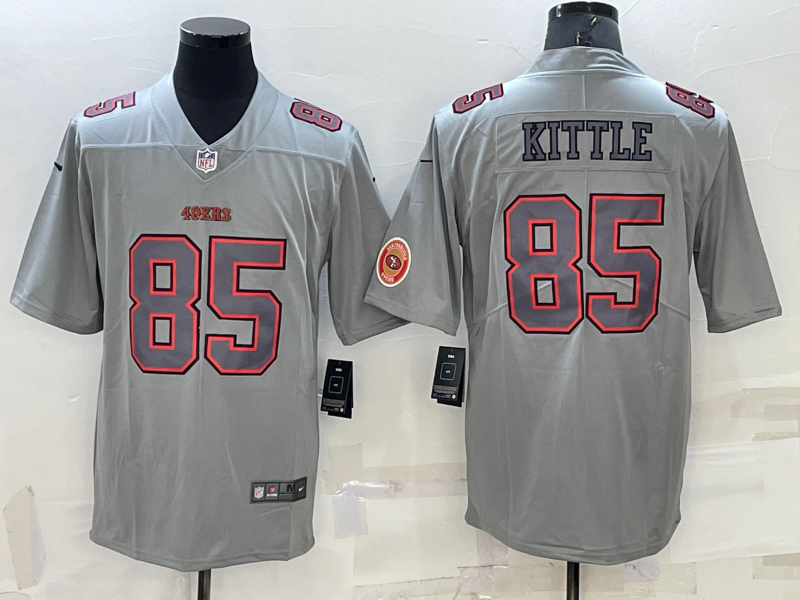 Men's San Francisco 49ers #85 George Kittle Grey With Patch Atmosphere Fashion Stitched Jersey